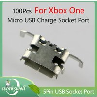 100Pcs For Xbox One Micro USB Charge Port Socket For Xbox One X Gamepad Controller Connector Dock Replacement Accessories 5Pin
