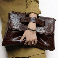 Luxury Crocodile Pattern Leather Clutch Stylish Solid Color Briefcase Document Bag Women's Daily Commute Large Capacity Work Bag