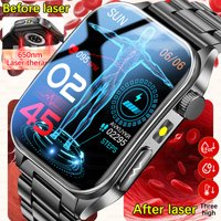 2026 New 650nm Laser Therapy Health Smartwatch Men ECG Blood Pressure Lipid Uric Acid Bluetooth Call Smart Watch For Android IOS image 4