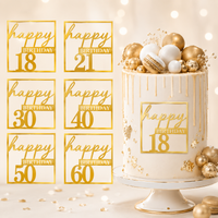 3pcs Gold Happy Birthday Cake Topper 18th 21st 30th 40th Birthday Cake Decoration Acrylic Party Supplies for Women Girls