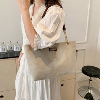 Large Capacity Canvas Shoulder Bag with Leather Strap, Casual Versatile Tote Bag with Deer Charm Crossbody Bag for Women Commute