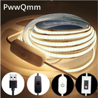 5V USB COB LED Light Strip 3M 4M 5M Touch Linear Dimming Flexible Diode Tape Indoor Lighting TV Mirror Backlight Room Decor