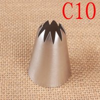 C10 Large Size Piping Nozzle Cake Cream Decoration Stainless Steel Icing Tips Cupcake Pastry Tools 10 Teeth Close Star