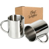 2Pcs Stainless Steel Coffee Mugs 400ml 300ml Double Wall Mugs with Handle Metal Cups for Tea Durable Coffee Mug for Home Camping