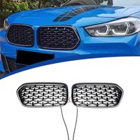 For BMW X2 F39 2019-2024 Modified Meteor LED Lighted Air Intake Grille Front Grille Bumper Kidney Racing Grill Accessorie