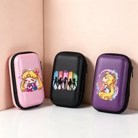Sailor Moon Card Storage Box Man Woman Data Cable Storage Bag Anime Kawaii Deck Boxs Card Organizer Travel Portable Card Case