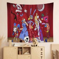 The Amazing Digital Circus Tapestry Single Sided Print Polyester Wall Hanging for Bedroom Living Room Cartoon Aesthetic for Fans