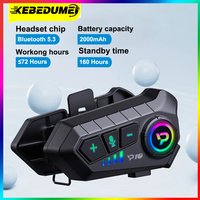 Kebidumei casque de moto casque appel mains libres 2000Mah stéréo Anti-interférence étanche lecteur de musique sans fil écouteur