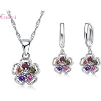 925 Silver Needle Jewelry Sets for Women Girls 34 Models Option Austrian Crystal Rhinestone Pearl Pendant Necklace Earrings