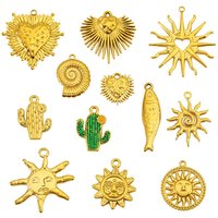 4pcs Stainless Steel 18k Gold Pvd Sun Heart Charm Conch Fish Cactus Pendant for DIY Necklace Bracelet Jewelry Making Accessorie