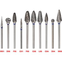 10Types Dental Lab Polishing Bur Drills Tungsten Steel Carbide Burs 2.35MM