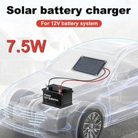 12V Solar Panel Charger, 7.5W Solar Panel Maintenance Device, Solar Panel Trickle Charging Kit
