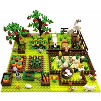 MOC Farm Animals Trees Plants Building Blocks for Kids Compatible Classic Bricks Juguetes Bloques Base Plate Toys for Children