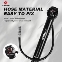 X-TIGER Bike Pump with Gauge Multi-functional Inflator for Bicycles BALL 120PSI with High-Pressure Gauge AV/FV Nozzle Air Pump