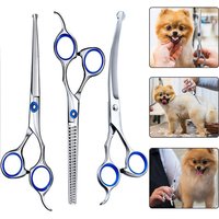 Pet Grooming Scissors Round Head Professional Stainless Steel Dog Hair Scissors Durable Pet Shears Animal Cutting Portable Set