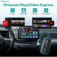 Ottocast Play2Video Express Kabelloser CarPlay-Adapter für Auto AI Box 2026 Kabelloser CarPlay Android Auto Adapter mit YouTube Netflix Spotify IPTV | 5GHz WLAN Automatische Verbindung Ohne