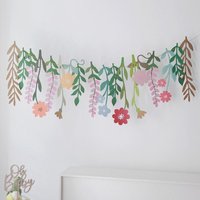 Photography Prop Vintage Long Leaves Flower Banner Hanging Funny Floral Leaf Paper Banner DIY Cartoon Flower Flag Happy Birthday