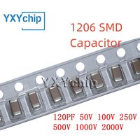50PCS 1206 120PF 50V 100V 250V 500V 1000V 2000V ±5% 121J C0G NPO SMD Chip Multilayer Ceramic Capacitor