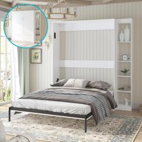 ¥%OEM Custom Small Apartment Hotel Furniture Queen Size Folded to Wall Bed With Storage Shelves Murphy Bed