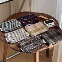 Mini Cosmetic Bag Retro Plaid and Striped Makeup Organizer Cosmetic Pouch Elegent Winter Multi-Purpose Storage Bag for Woman