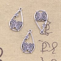 20pcs Charms Flower Butterfly 25x14mm Tibetan Silver Color Pendants Antique Jewelry Making DIY Handmade Craft
