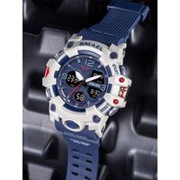 SMAEL 8008 Outdoor Tactical Digital Watch for Men - 50M Waterproof Dual Display LED Backlight Alarm Chronograph Shockproof