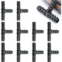 10PCS 16mm Barbed Tee Hose Connector Garden 3-Ways Watering System Greenhouse Micro Drip Irrigation PE Tubing Joints Accessories