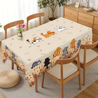 Cute Cat Paw Print Rectangle Tablecloth for Table Decor Cartoon Cats Table Cloth Kitchen Dining Table Decor Gift for Cat Lovers