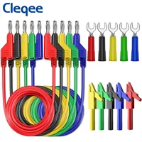 Cleqee P1036A 4mm Banana to Banana Plug Multimeter Test Lead Kit PVC Wire Alligator clip U type Spade Plug Automotive Tool Set