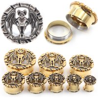 Alisouy 1PC Stainless Steel Copper Bat Ear Flesh Tunnels Plugs Expander Stretcher Flared Gauges Earrings Piercing Body Jewelry