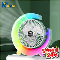 Changing LED Portable Fan USB Rechargeable Mini Desk Fan with Flowing Lights for Home Office Bedroom Travel 3 Speed Quiet