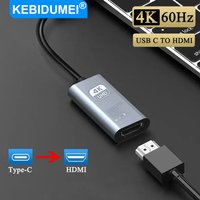 KEBIDUMEI 4K 60Hz TYPE C to HDMI Adapter USB 3.1 HUB HDTV Converter Cable USB C to HDMI-compatible Converter for Laptop Phone