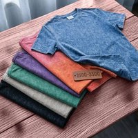 Men's 350G Heavyweight Washed Vintage T Shirt Summer Oversized Cotton Tee Retro Solid Color Short Sleeve Casual Top