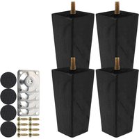 4 Stück Sofabeine aus Holz, 6/15/20 cm Höhe, Ersatz-Möbelbeine, schwarze quadratische Möbelfüße für Sofa, Couch, Stuhl, Bett, Tischbein