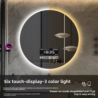 19 Inches Led Bathroom Anti-fog Luminous Makeup Sensor Wall Hanging Shower Fashion Hotel Round Bathroom Mirror Intelligent