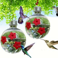 2pcs-pet Hummingbird Feeder Drinking Fountain, Round Flower Shape, Three Hole Design, Durable Plastic