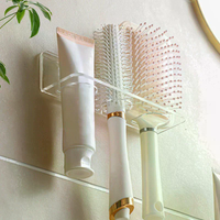 Acrylic Comb Holder Organizer Storage Shelf Clear Transparent Wall-Mounted Hair Brushes Rack Bathroom Accessories Home Shelves