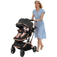 2-In-1 Convertible Baby Stroller Adjustable Canopy Reversible Seat Foldable Pushchair,Newborn Pram for 0-36 Months Old Babies