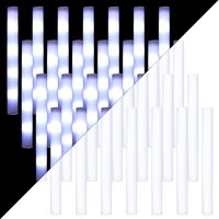 30szt LED Glow Sticks Bulk White Glow Foam Stick Cheer Tube Light-Up Foam Sticks Dark Light for Birthday Wedding Party Supplies
