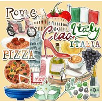 Set of 23 Watercolor Italy Travel Stickers - Add a touch of Italian Beauty to Journals, Scrapbooks, and Laptops