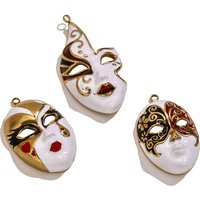 1pcs Stainless Steel Enamel Mask Charms For Jewelry Making DIY Women Necklace Pendants Jewelry Findings Material Connectors