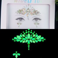Glow in Dark Acrylic Face Gems for Rave Music Festival Third Eye Halloween Ghost Stickers Self Adhesive High Quality Party Decor