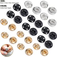 10/50Set 10-21mm Metal Sew-on Snap Buttons Black Silver Color DIY Sewing Clothing Snap Fastener Buttons Craft Press Studs Button