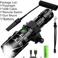 Lampe de poche tactique LED pour la chasse, Rechargeable par USB, étanche, pour tir professionnel, ensemble de lumières de Scout de nuit