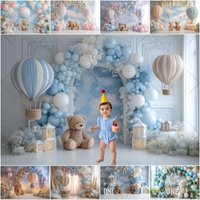 Boy Girls First Birthday Cake Smash Backdrop for Photography Balloon Arch Bear Backgrounds Party Decor Photo Banner Studio Props