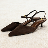 Elegant Pointed Toe Heels Women Sandals Suede Fashion Mules Shoes Ankle Strap Sexy Kitten Heel Office Shoes Zapatos Para Mujer