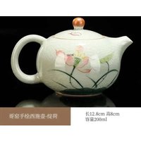 Multiple underglaze color hand-painted Ge kiln tea pots, ceramic ice cracked glaze single pot, Xi Shi pot, Kung Fu tea set tea