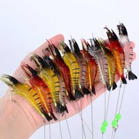 12Pcs Luminous Shrimp Silicone Fishing Soft Bait Jig Bass Wobblers Lure with Glow Hook Artificial Swimbait Salmon Trout