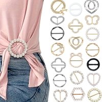 Geometric Pearl Rhinestone Hem Buckle T Shirt Knot Ring Shirt Hem Fixed Decorative Accessory