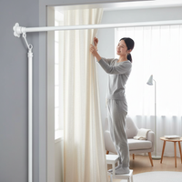 White Painted Telescopic Rods Extendable Curtain Rods And Shower Rods With Exempt Drilling Installation